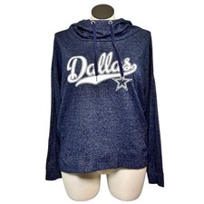 Dallas Cowboys Womens Navy Blue Metallic Sparkle Hoodie Sweatshirt Size L NFL