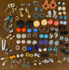 Clip-On Earrings Jewelry Lot 58 Pairs All Wearable Vintage To Modern