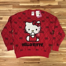 NWT Sanrio Hello Kitty Sweater Womens XXL Red Bow Pattern
