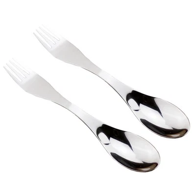 2 Pcs Double Ended Spork Stainless Steel Spoon Portable Camping Tableware - Image 1 of 4