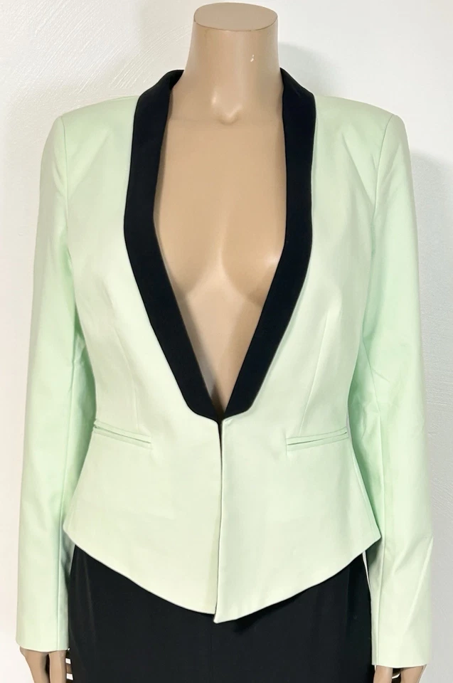 Blazer Bardot Luxe Tux Como Nuevo Con Borde Negro Talla 8 Nuevo Con Etiquetas Foto 2 de 4