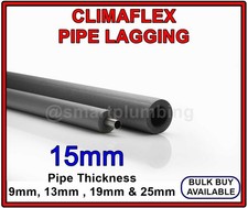 Authentic Climaflex 15mm Pipe Insulation Lagging 9mm,13mm, 19mm & 25mm Thickness