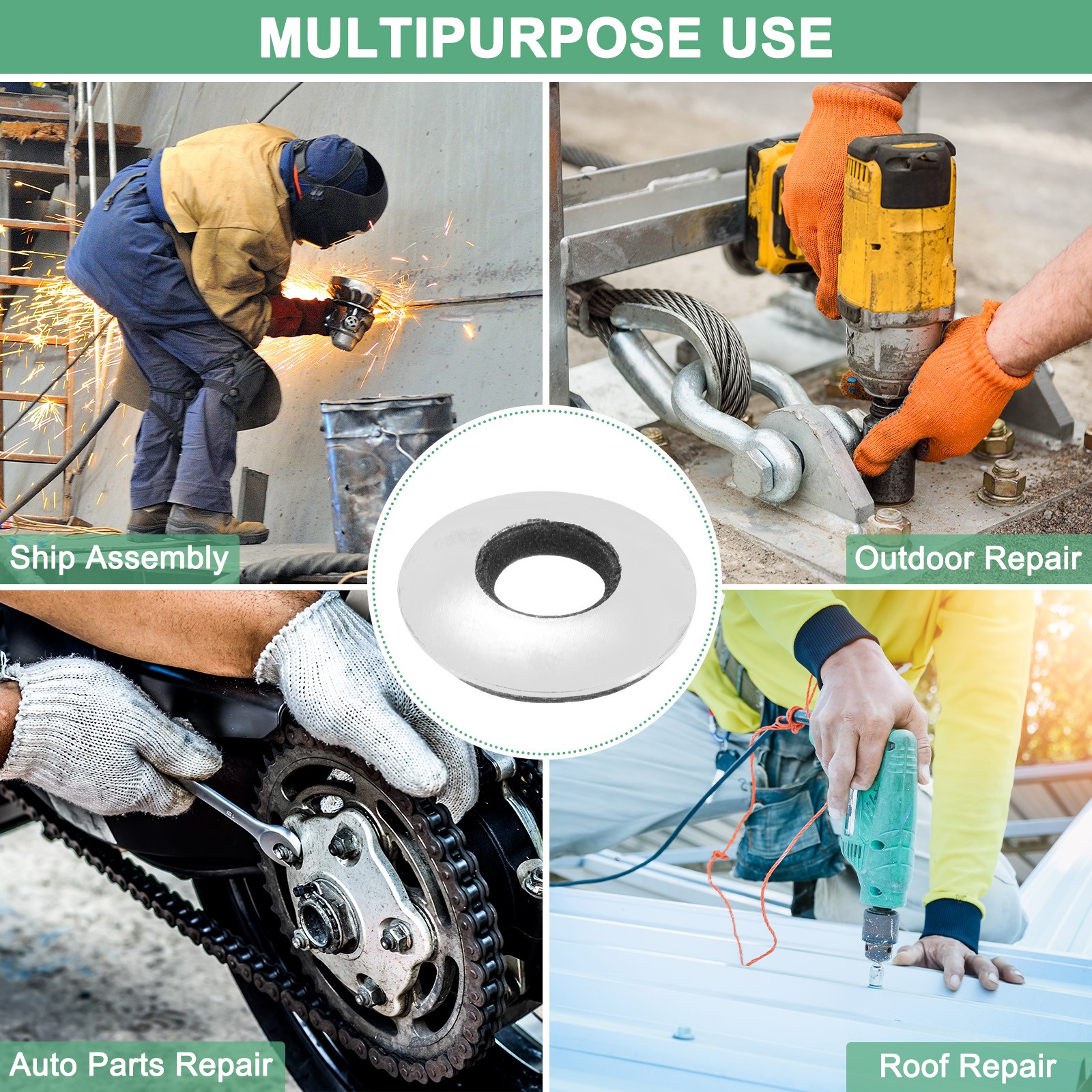 100-Pack Bonded Sealing Rubber Washers, 5/16"x3/4" OD Neoprene Washer Gasket