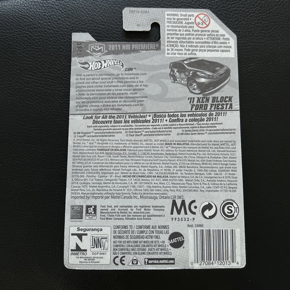 HOT WHEELS ‘11 KEN BLOCK FORD FIESTA BLACK LONG CARD RARE 2011 - Image 2 of 2
