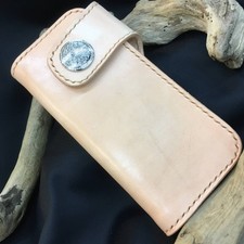 Brand new genuine leather concho long wallet for men undyed tanned leather for r