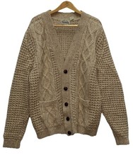 Carraun V Neck Cardigan Wool Fisherman's Sweater 44 Vintage Made In Ireland New