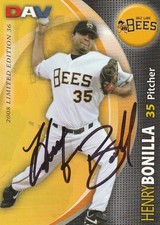 2008 DAV Salt Lake Bees HENRY BONILLA LA Angels Signed Autographed Baseball Card