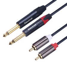 1/4 to RCA Cable Dual 1/4 TS to 2 RCA/Phono Stereo Patch Cord Adapter 5 feet ...
