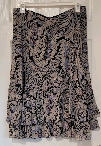 Chaps Women's Paisley Boho Tiered A Line Midi Skirt XL - Picture 3 of 4
