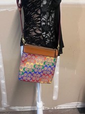 Coach Kitt Messenger Crossbody In Rainbow Signature Canvas