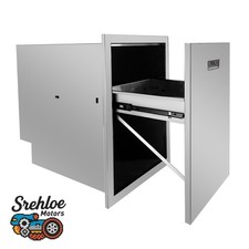 22.8D x 17.7W x 25H Inch Out Trash Drawer Bin with Pull-Out Tray Stainless Steel