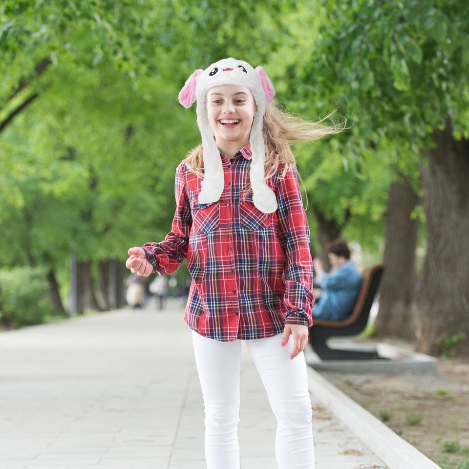 Rabbit Design Headwear Cartoon Animal Hat Movable Ear Plush Hat for ...