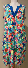 LANDS' END Womens Casual Travel Dress with Pockets 100 Cotton - Sz Medium