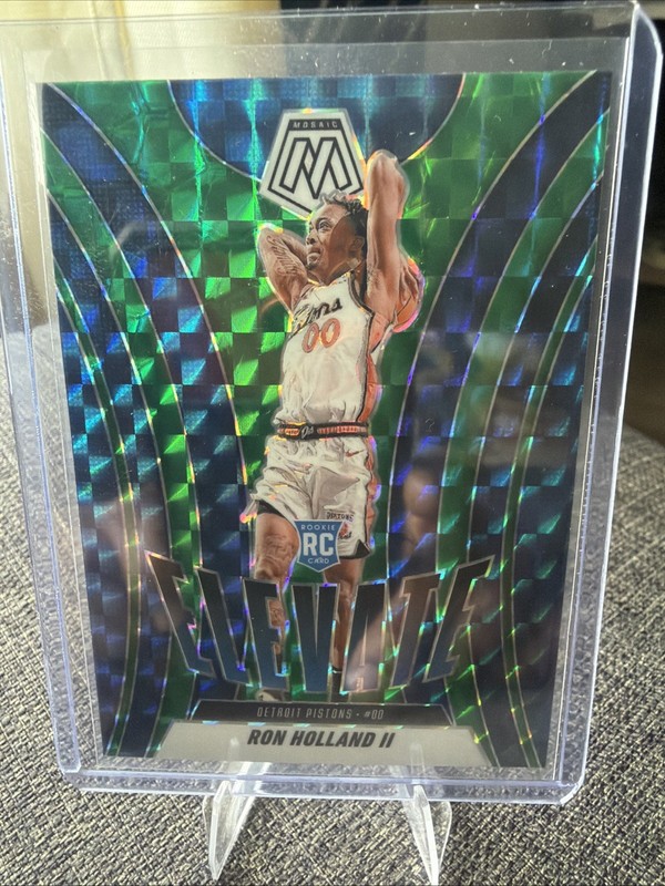 2024-25 Panini Mosaic - Elevate Ron Holland II #15 Green Mosaic Prizm (RC)