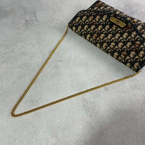 Christian Dior Trotter Vintage Chain Shoulder Bag Beige Black Women's Authentic - 第 20/24 張圖片