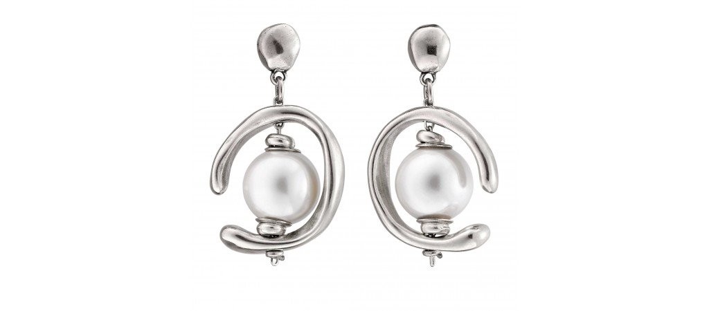 Boucles d'oreilles Unode50 OYFL en alliage d'exception et perle artisanale