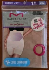 Maidenform Flexees Women's 2XL High Waist Thigh Slimmer FLS078 Beige Firm #21424