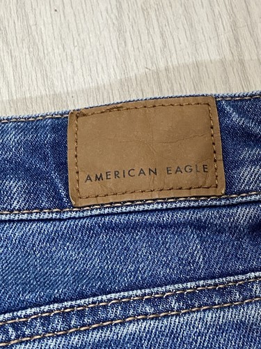 American Eagle Shorts Damen 4 blau Booty Jeans niedriger Bund abgeschnitten Shortie zerrissen - Bild 2 von 7