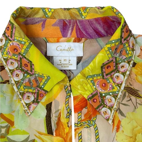 Bata/Vestido CAMILLA Cristal Estampado Floral Seda Crepe De Chine Talla XS - Imagen 15 de 15