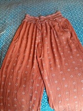 Kingston Grey Womens Boho Hobo Hippie Strtch Waist Wide Legged Pants Size Medium