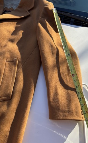 Cortefiel Coat Mens Sz 56 BIG Brown 100% Wool Tweed Marled Peacoat Made in Spain - Picture 15 of 16