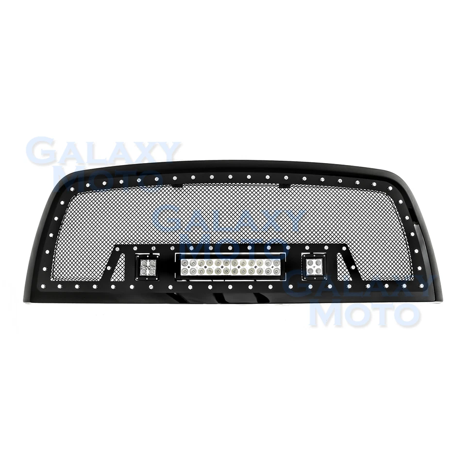 Rejilla de malla negra SS + carcasa negra + con luces LED para Dodge RAM 2500/3500 10-17  Foto 2 de 3