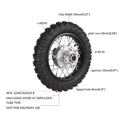 BLYGO Wheel And Tire Assembly 10 Inch Rear Drum Brake Wheel & Tire Combo For Pit Pro Dirt Bike - 2.50-10 Size 26 Inch Wheel Dirt Jumper Bike Frames - Foto 10