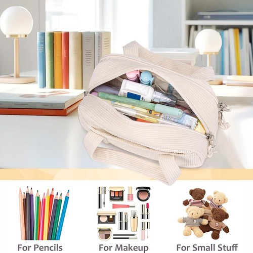 Pencil Case Pouch for Girls Cute Small Pencil Box School Stationery Z-Beige - Afbeelding 7 van 7