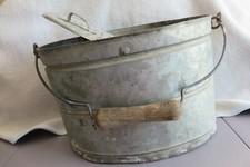 Ancien  seau à vif ou panier de pêche Tôle Zinc