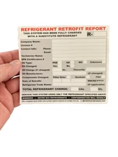 HVACR Refrigerant Retrofit Report Decal Stickers X10 - R438A R407C R421A etc.