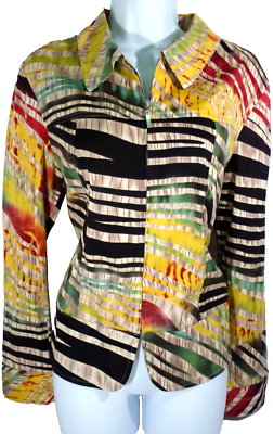 #ad Medium Draper’s amp; Damon’s Stretch Jacket Womens M Multicolor Animal Stirpe $21.99