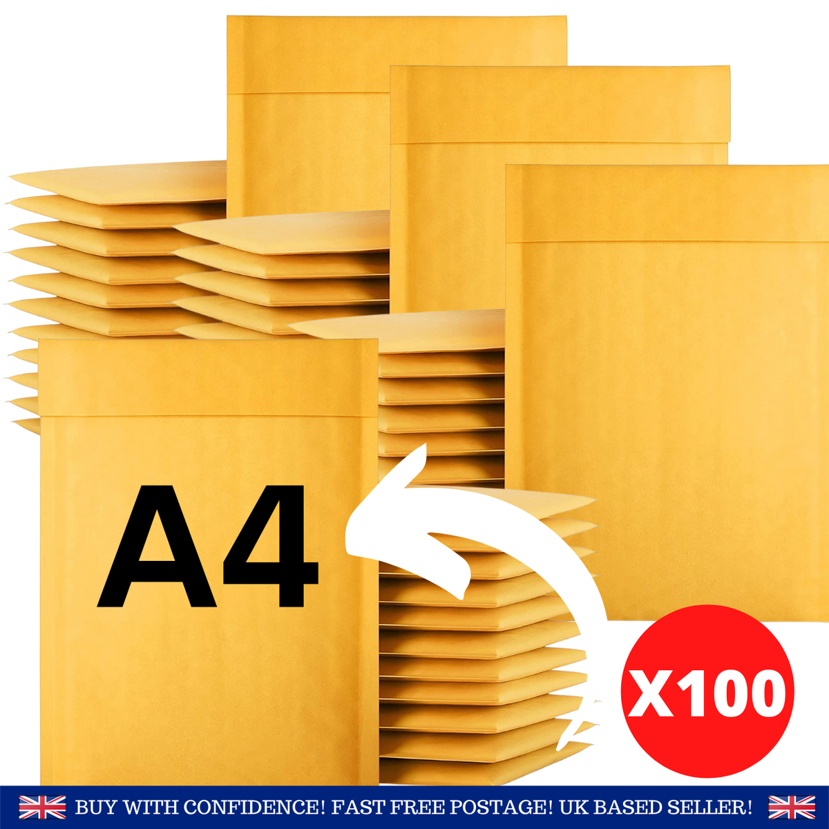 200 Unit&agrave; #4 Busta Imbottita Autosigillante 9,5x14,5" Poli Bolla