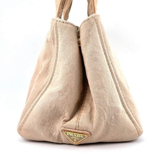 PRADA Canapa Tote Bag M Size Ivory Canvas Authentic #291 - Picture 5 of 12