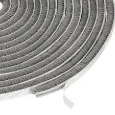 Self Adhesive Brush Seal Weather Stripping 1/4" x 1/4" x 36ft, Gray