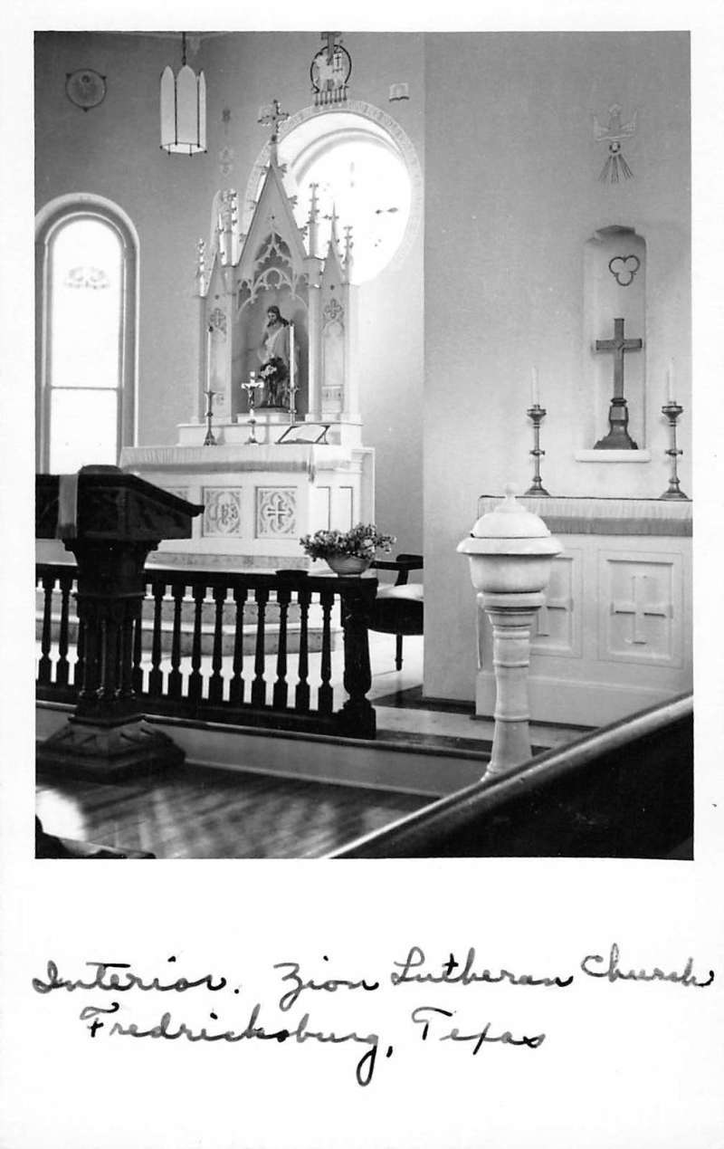 Fredericksburg Texas Zion Church Interior Real Photo Antique Postcard