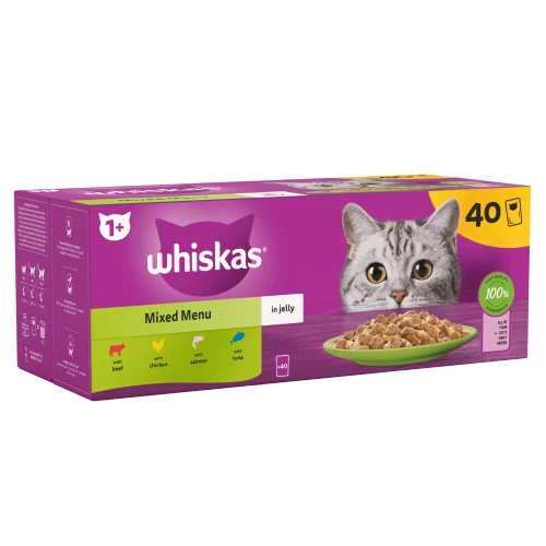 Whiskas Wet Adult Cat Food Pouches Mixed Menu in Jelly 40 x 85