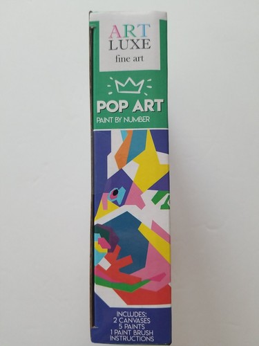 NEW Pop Art Paint By Number Kit Dogs by Art Luxe 2 Canvas, 5 Paints, 1 Brush - Picture 3 of 3