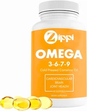 Omega 3-6-7-9 Camelina Softgels - Plant Based Omega 3-6-7-9 Fatty Acid Supple...