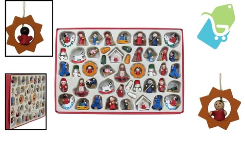 Juego de 48 mini adornos de madera estilo vintage para decoración navideña festiva - Imagen 2 de 8