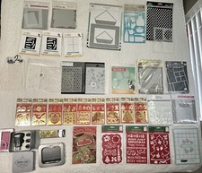 Large Mixed Lot of Brass Plastic Stencils for Crafting Embossing Tool