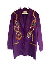 Adam Douglass Adrianna Papell 90s Resort Wear Yacht Club Blazer Size 6 43" Bust