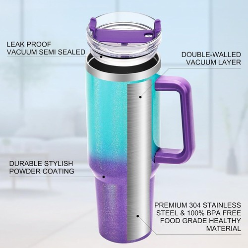 Nuovo bicchiere 40 oz sfumato acciaio inox isolato sottovuoto regalo compleanno - Foto 11 di 17