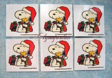 Peanuts Gang Christmas Snoopy Santa Temporary Tattoos 6 Squares NEW (1012)