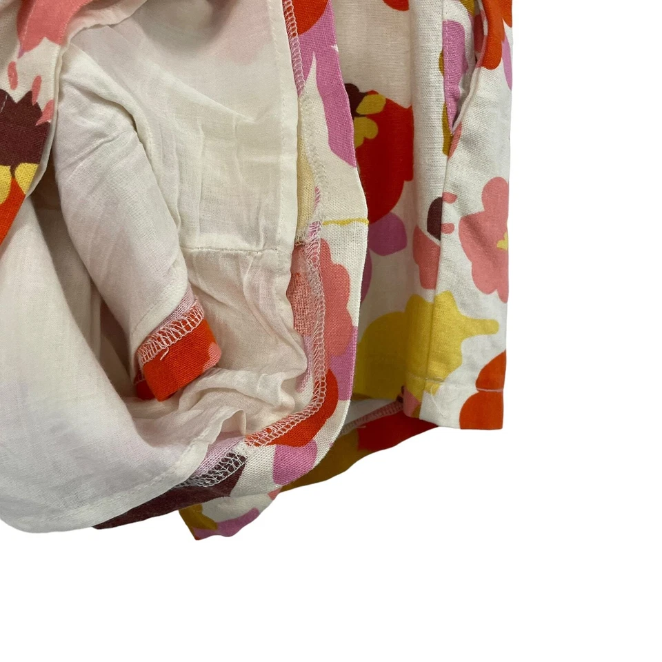 Pantalones cortos exuberantes de mezcla de lino forrados con estampado floral retro para mujer pequeños Foto 4 de 4