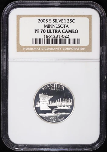 2005-S 25c Silver Proof Minnesota MN State Quarter NGC PF 70 Ultra Cameo PR