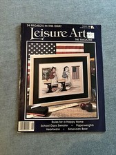 Leisure Arts August 1989 Magazine Cross stitch Knit Crochet Vtg Wraps Bear VG