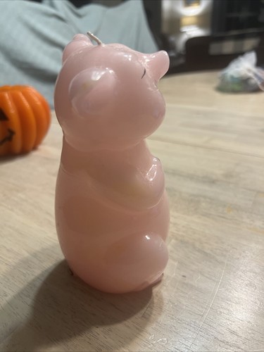 Vintage Pink Pig Wax Candle Hand Painted Barn Animal Candle 6-1/2" Tall Figure - Picture 4 of 5