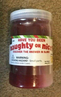 Holiday Time Naughty or Nice Slime Gift Card Holder Jar Gift Tag Label Gag Gift