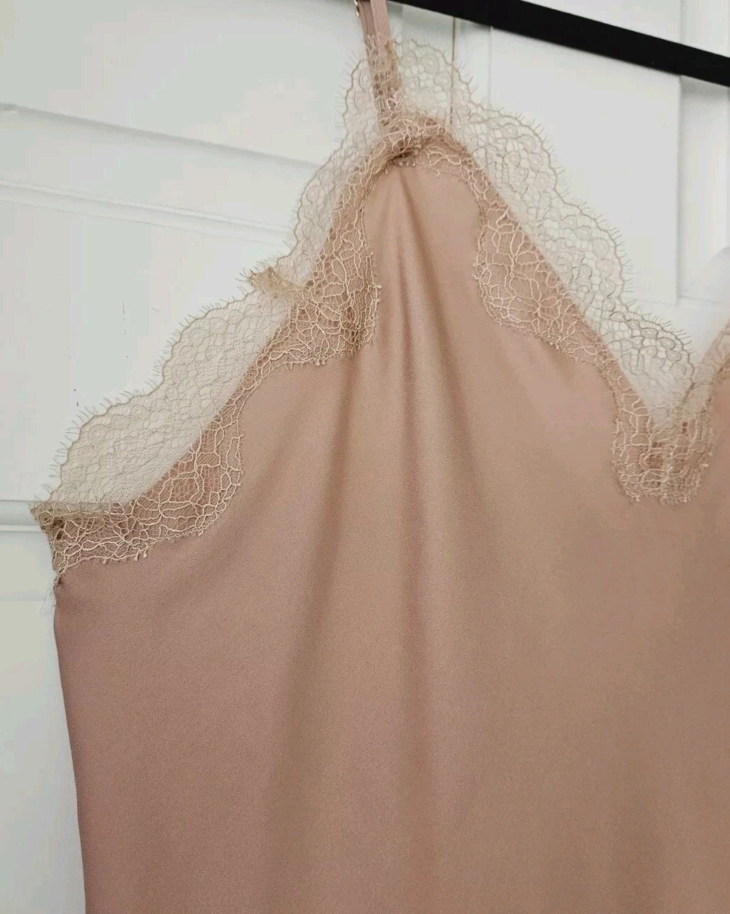 UNDERCOVER Victoria's Secret abito slip camicia da notte rosa polveroso malva donna grande orlo in pizzo