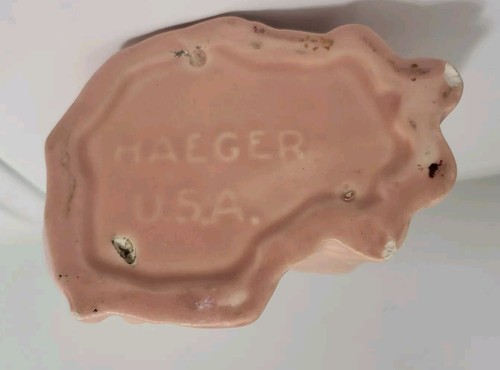 Vtg Haeger USA Pottery blush pink Victorian Lady Feather Hat Planter Vase - Picture 6 of 6